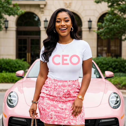 CEO Pink Lettered Short Sleeve Tee